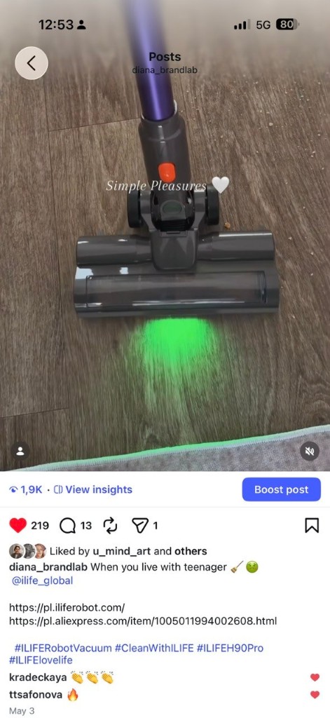 Published iLife Robot sponsored Instagram Reel