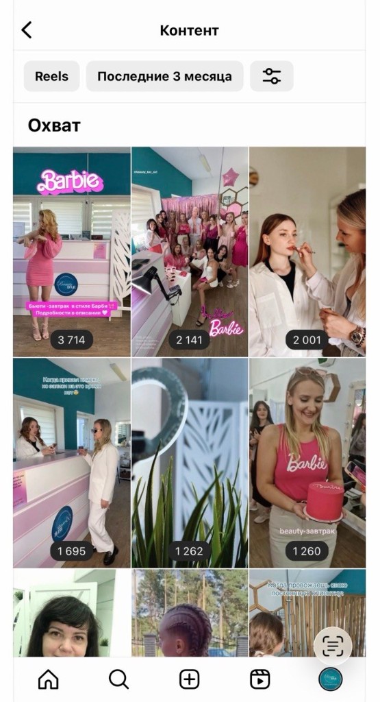 Beauty Bar Instagram Reels reach and engagement