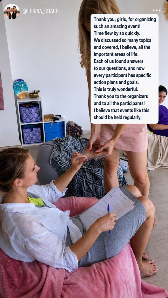 Mastermind session with coaching cards and participant feedback