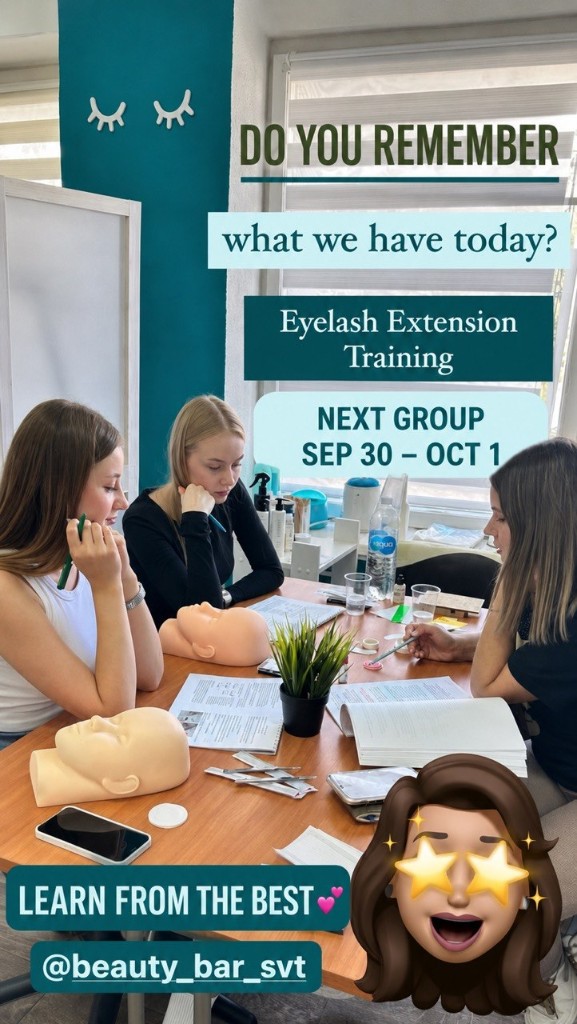 Beauty Bar eyelash extension training program promotion