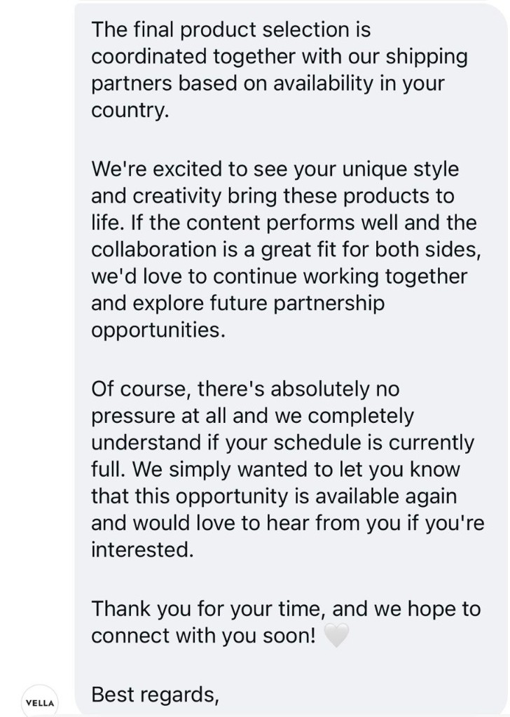 VELLA follow-up partnership invitation